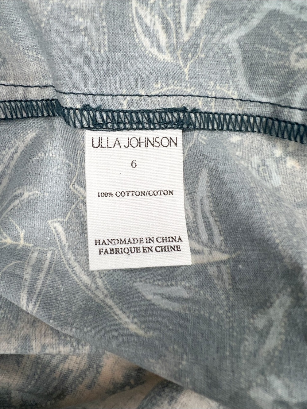 Ulla Johnson Lei Top Weimea Blue Floral Ruffle Sleeve Cotton Blouse size 6 - Picture 6 of 7
